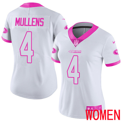 San Francisco 49ers Limited White Pink Women Nick Mullens NFL Jersey #4 Rush Fashion